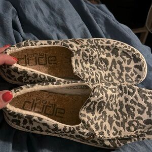 Leopard Print Women’s Hey Dudes worn once Size 11